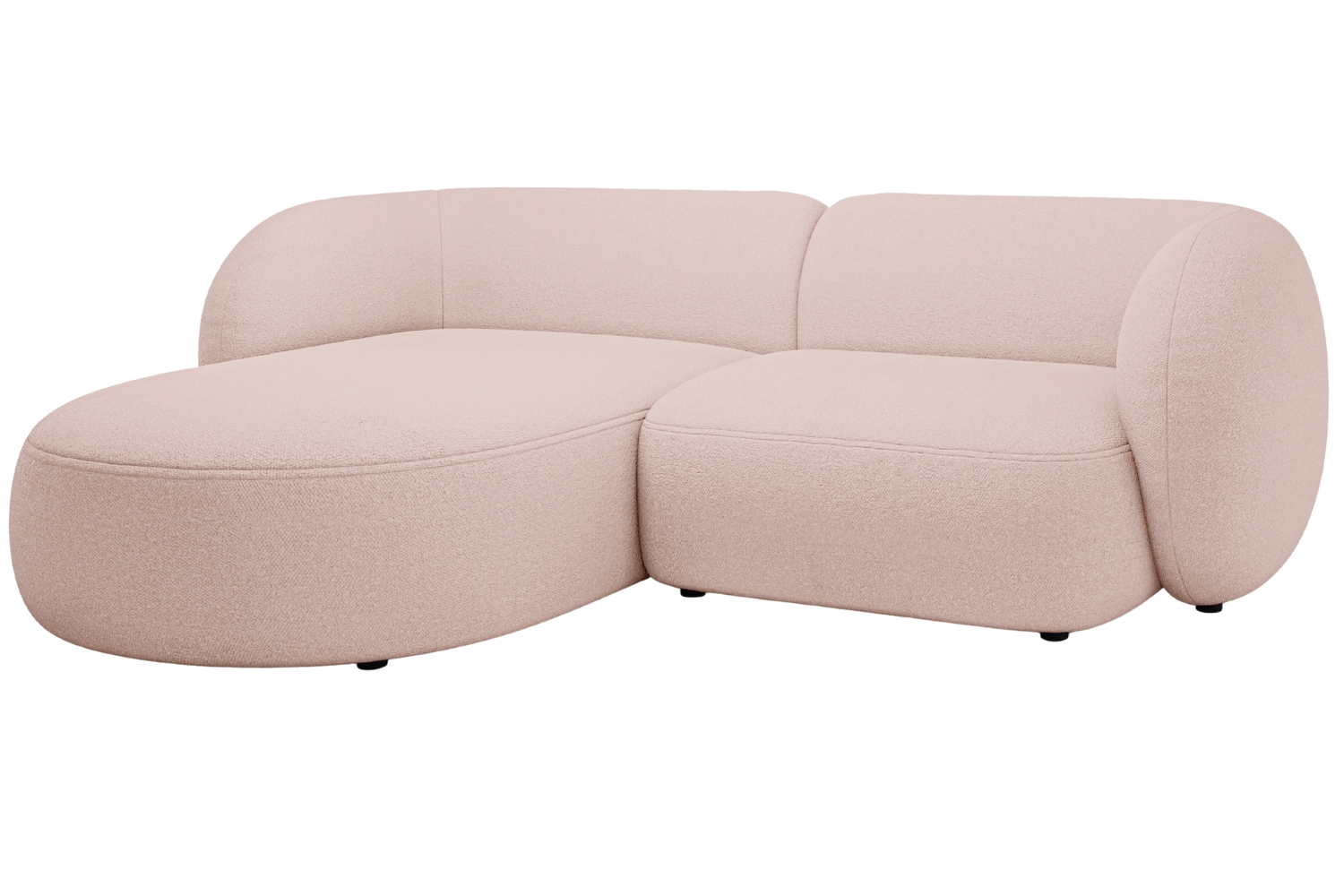 Micadoni Světle růžová bouclé rohová pohovka Kate 255 cm