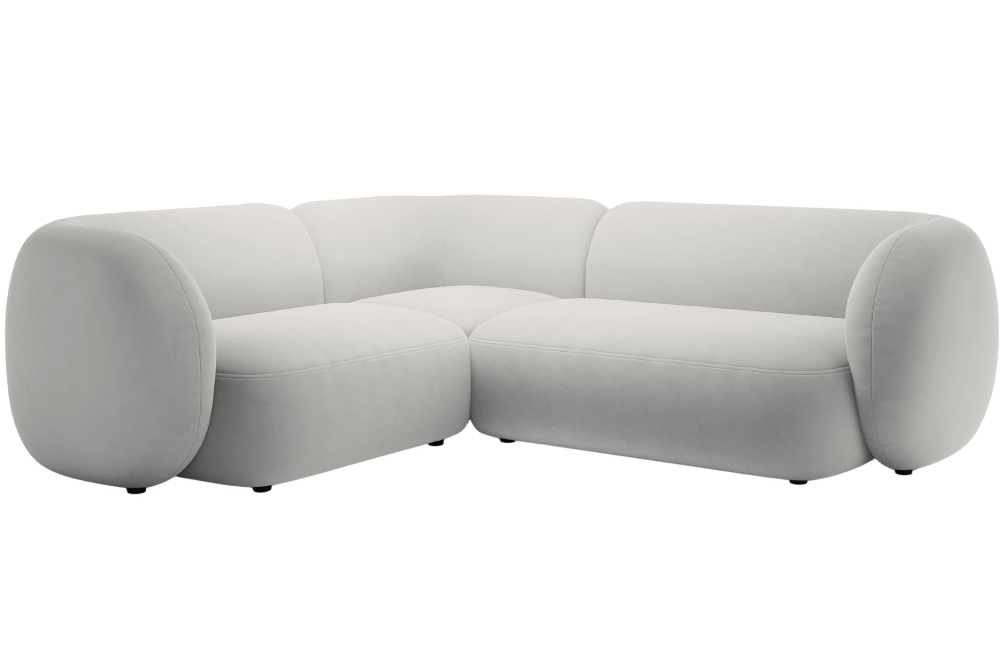 Micadoni Světle šedá sametová rohová pohovka Kate 252 cm
