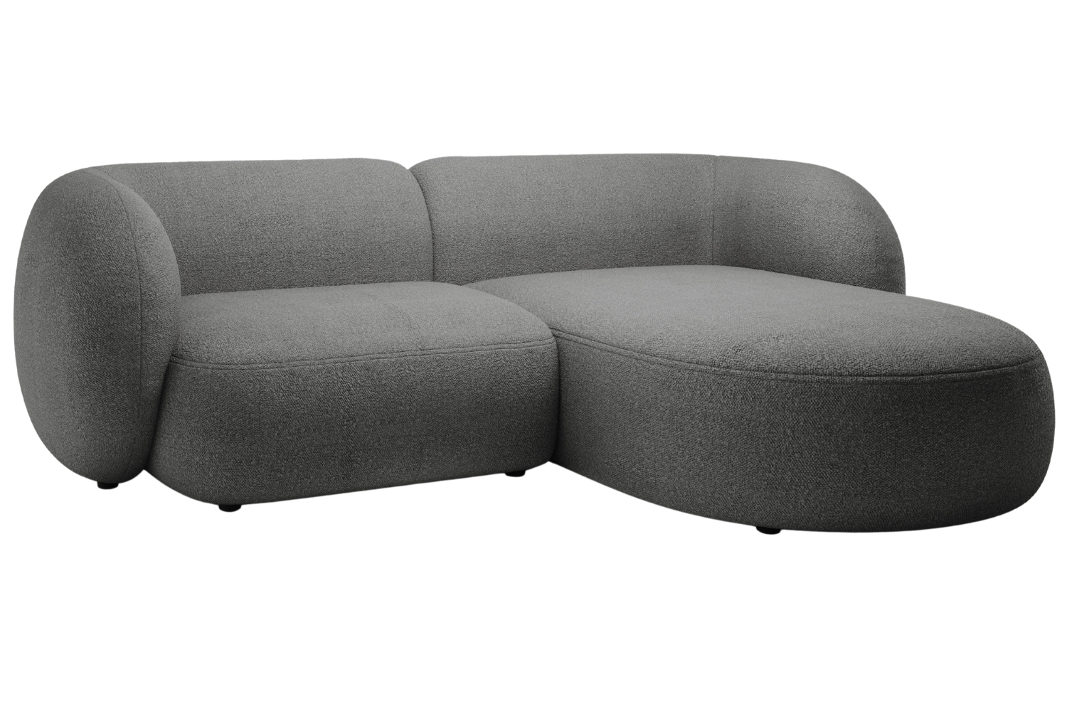 Micadoni Tmavě šedá bouclé rohová pohovka Kate 255 cm