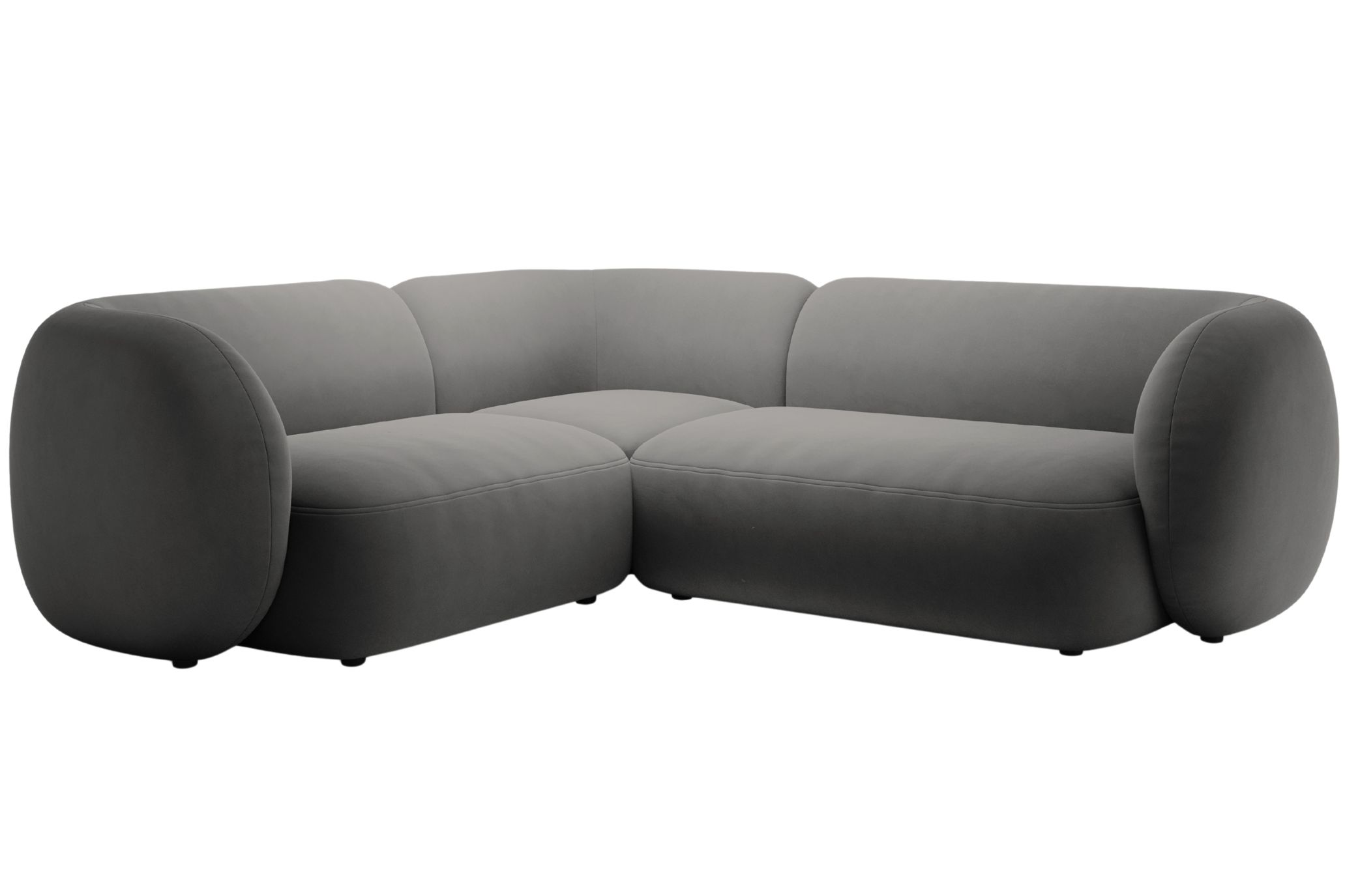 Micadoni Tmavě šedá sametová rohová pohovka Kate 252 cm