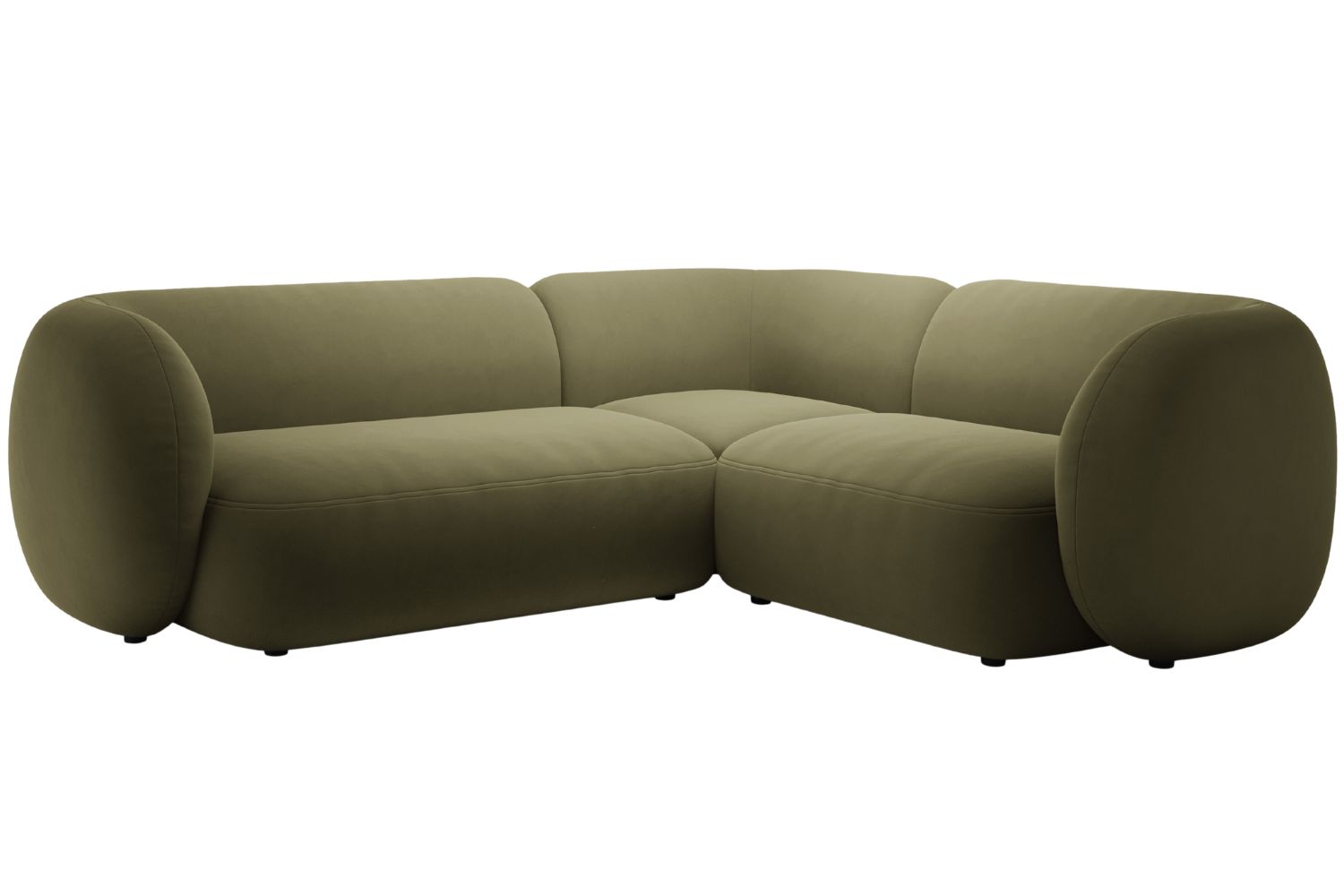 Micadoni Zelená sametová rohová pohovka Kate 252 cm