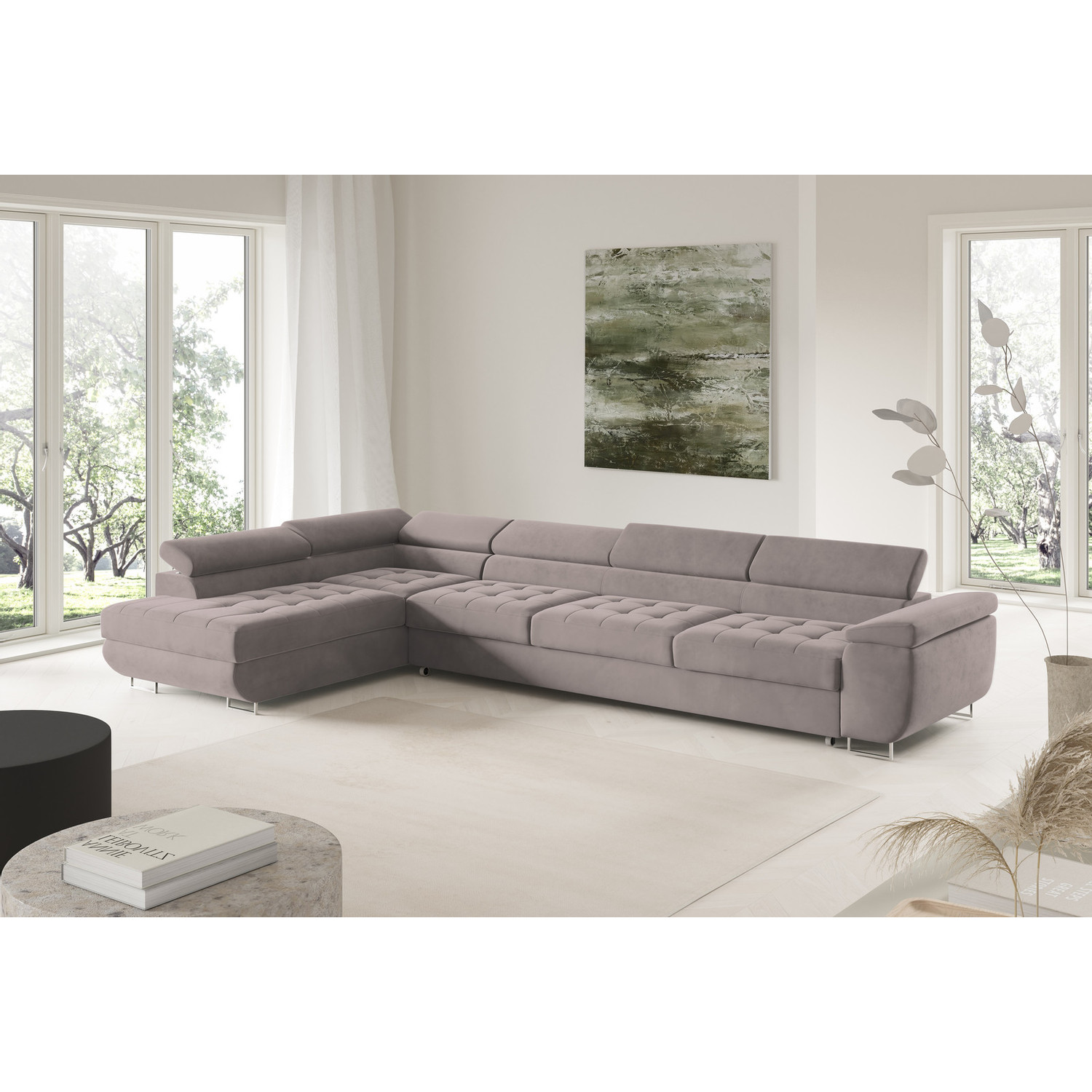 Rohová rozkládací sedací souprava BENJAMIN 155 XL Levá Šedá VI