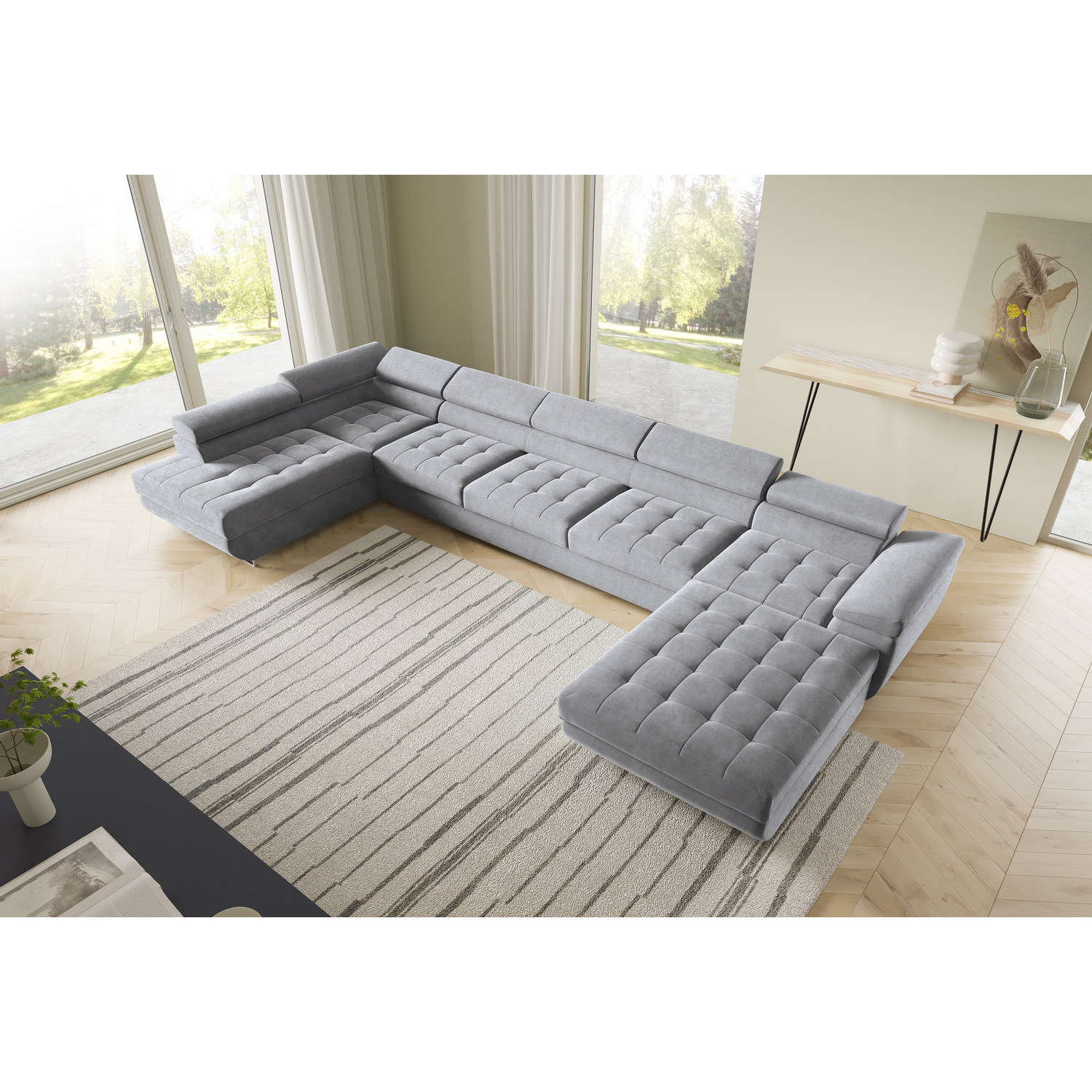 Rohová rozkládací sedací souprava BENJAMIN 275 U XL Levá Šedá IV