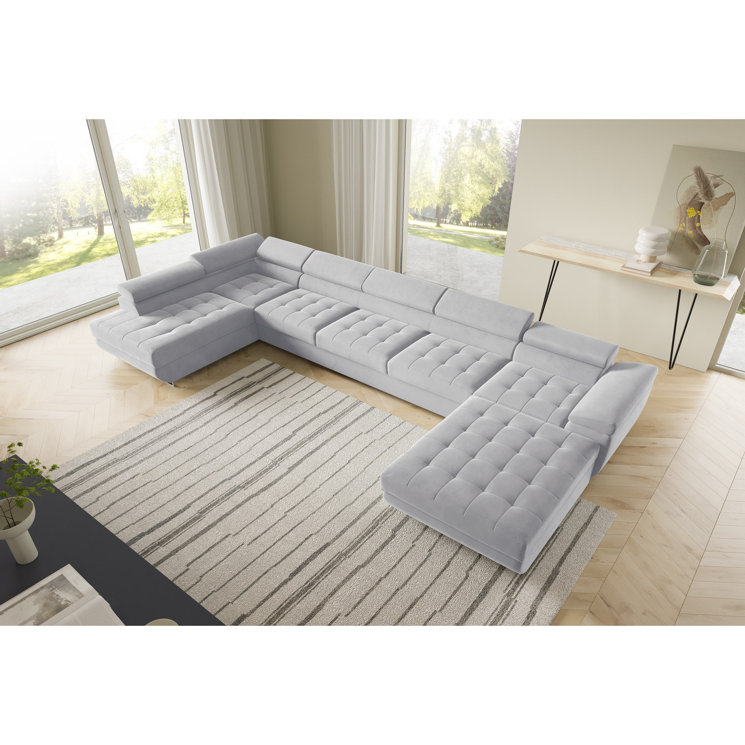 Rohová rozkládací sedací souprava BENJAMIN 275 U XL Levá Šedá III