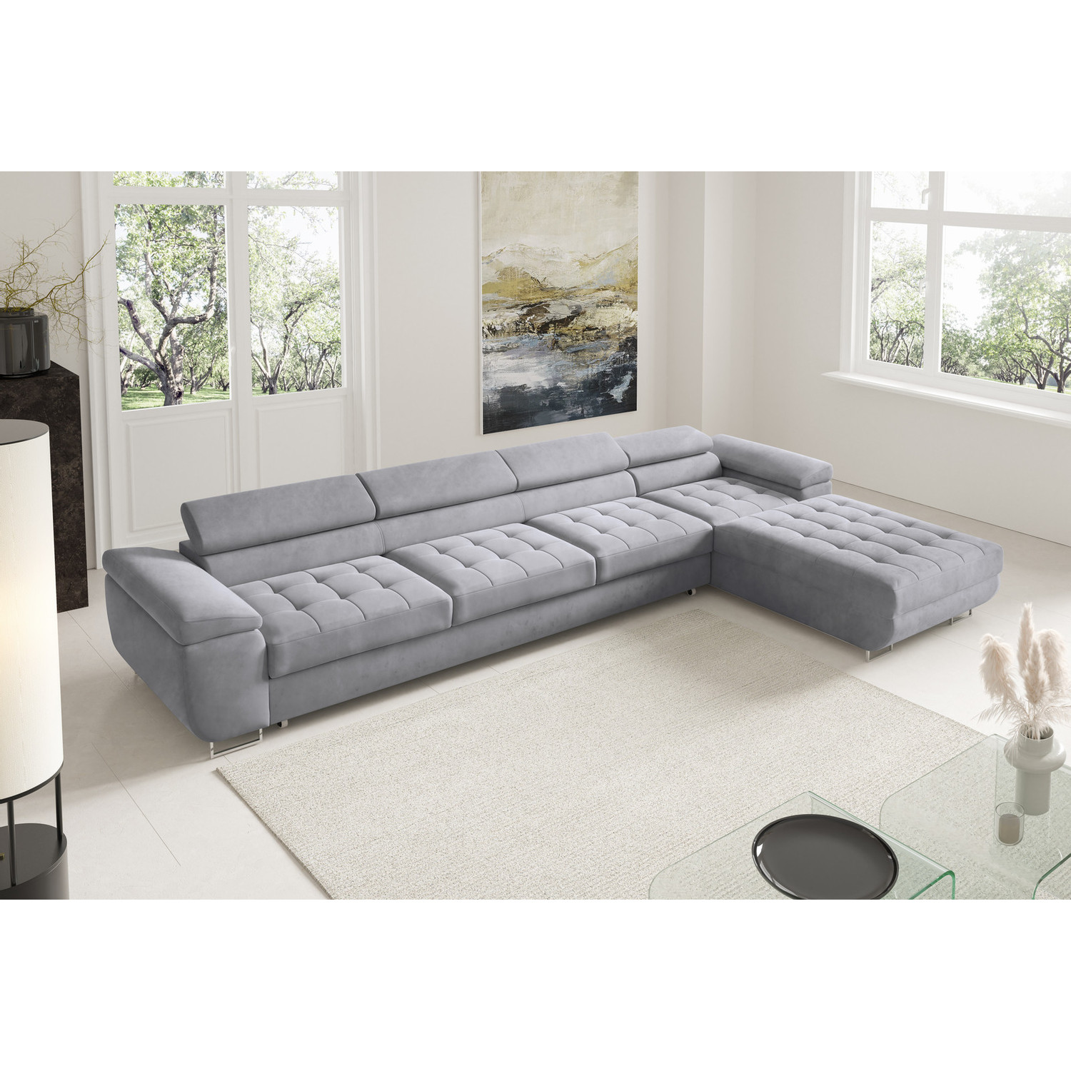 Rohová rozkládací sedací souprava BENJAMIN 272 XL Pravá Šedá II