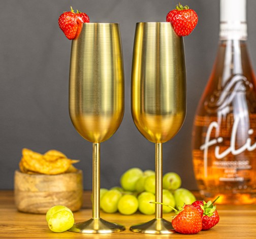 Set nerezových sklenic na šampaňské - Gold