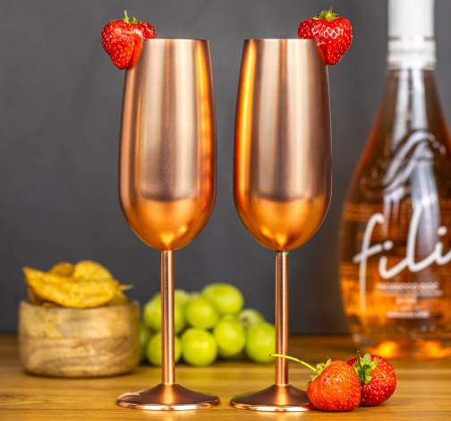 Set nerezových sklenic na šampaňské - Rose gold