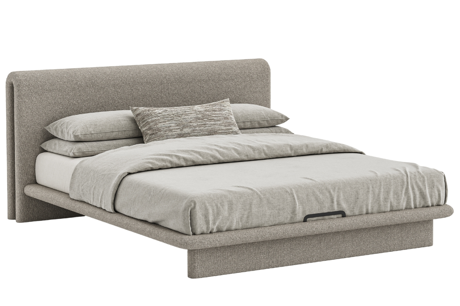 Woodsoft Béžová bouclé dvoulůžková postel Nola 200 x 200 cm