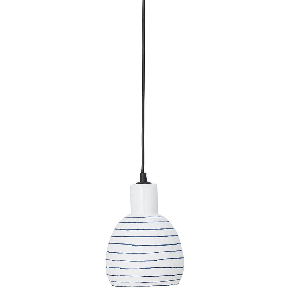 Bloomingville Bílé pruhované závěsné světlo Elga 14