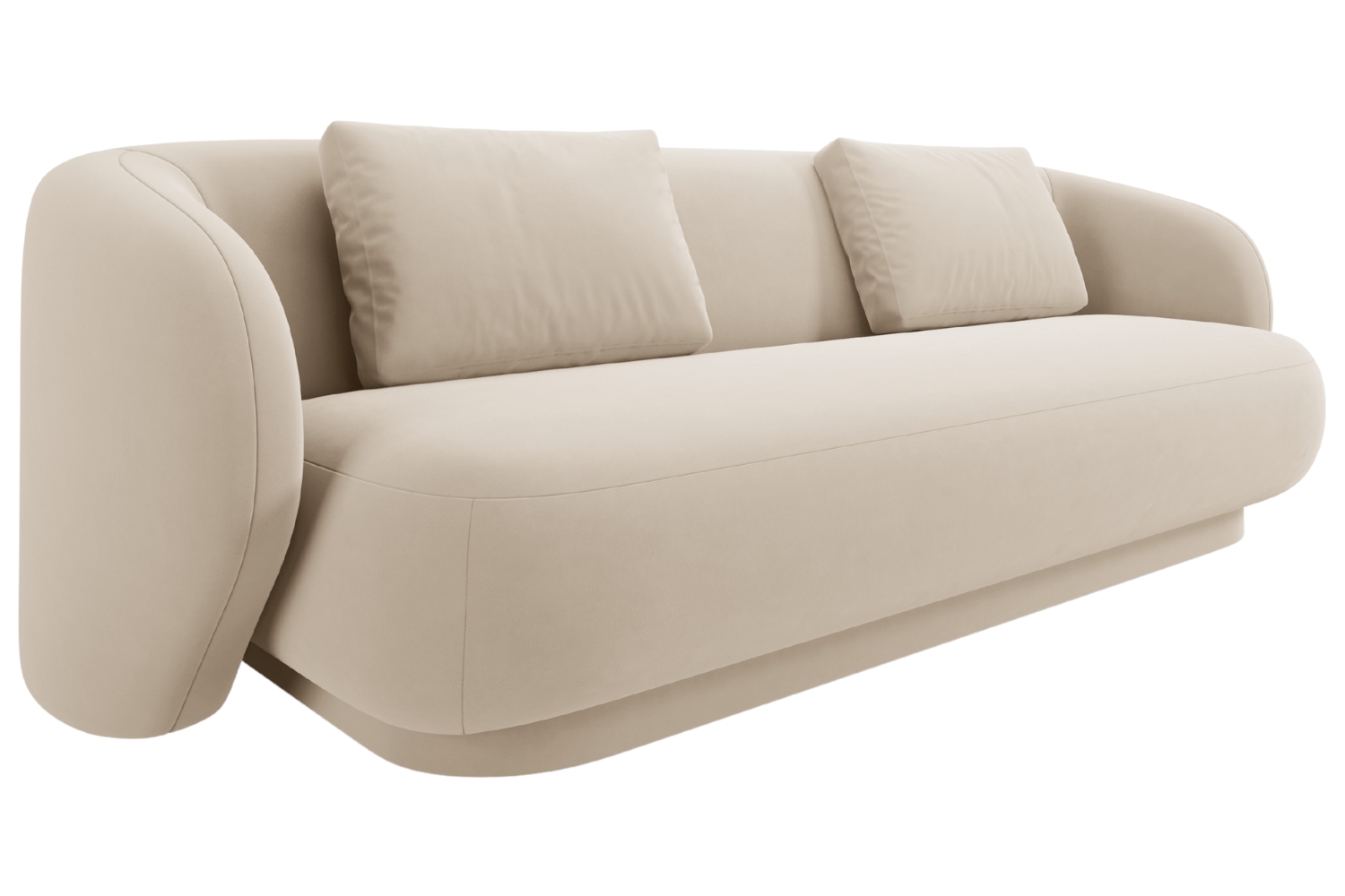 Cosmopolitan Design Béžová sametová trojmístná pohovka Camden 204 cm