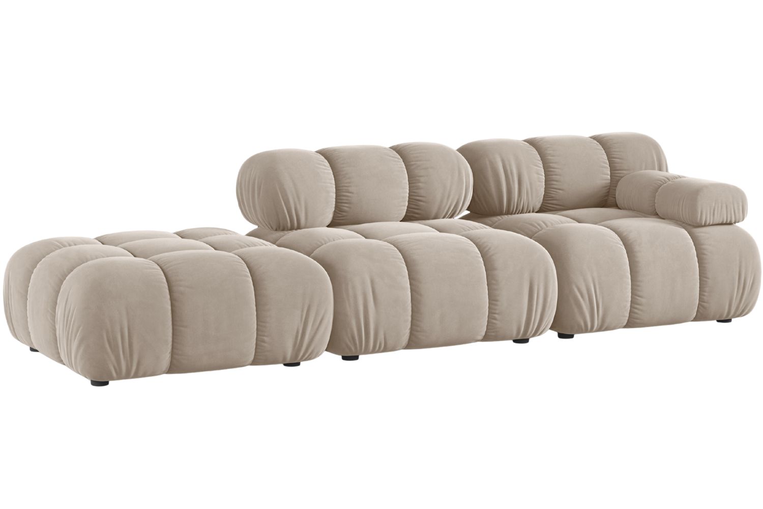Micadoni Béžová sametová čtyřmístná pohovka Bellis 282 cm