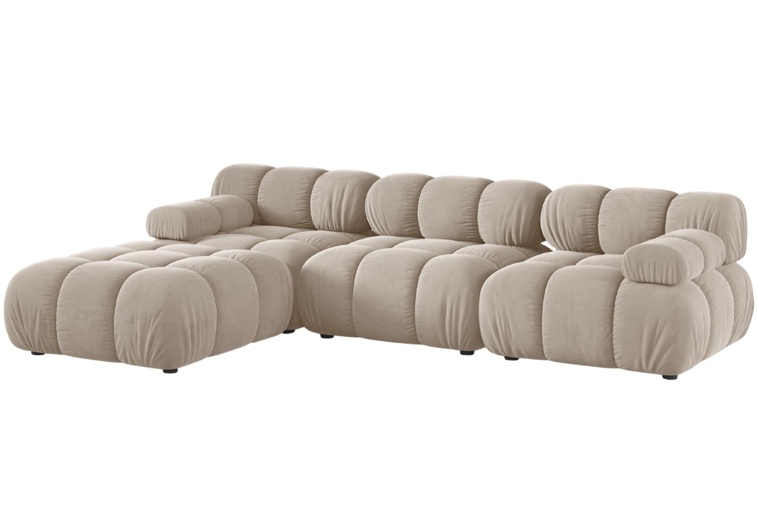 Micadoni Béžová sametová rohová pohovka Bellis 282 cm