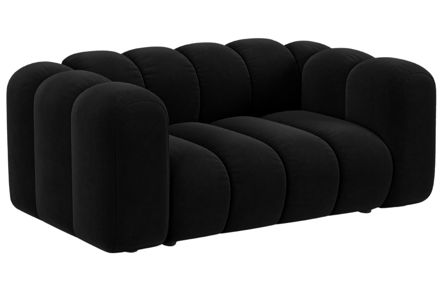 Micadoni Černá sametová dvoumístná pohovka Lupine 170 cm