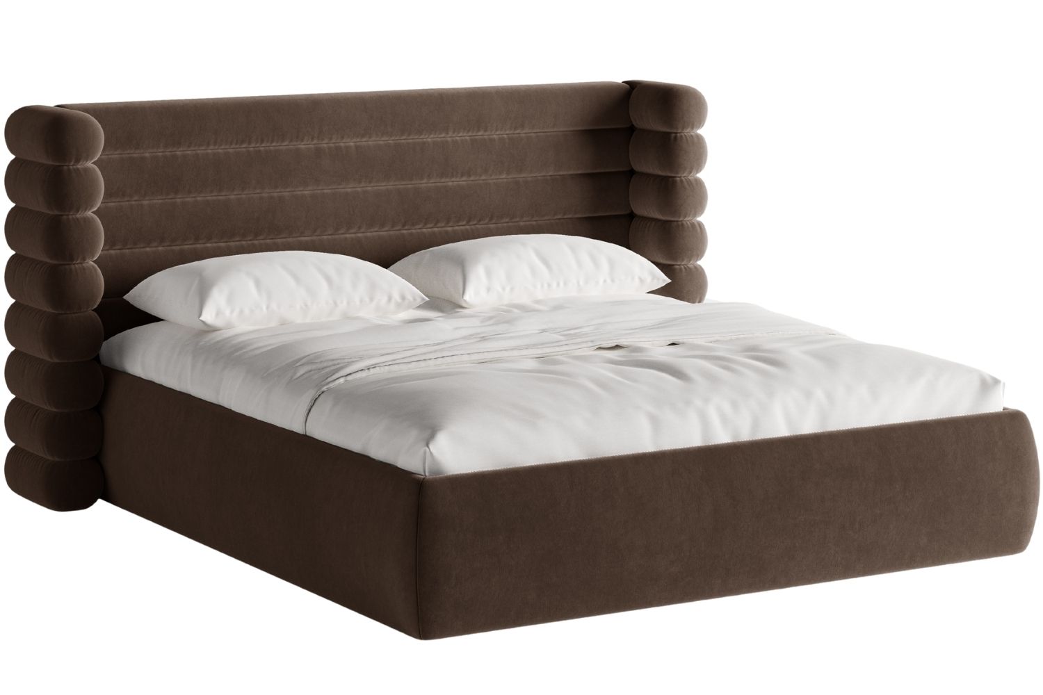 Micadoni Hnědá sametová dvoulůžková postel Mount 160 x 200 cm