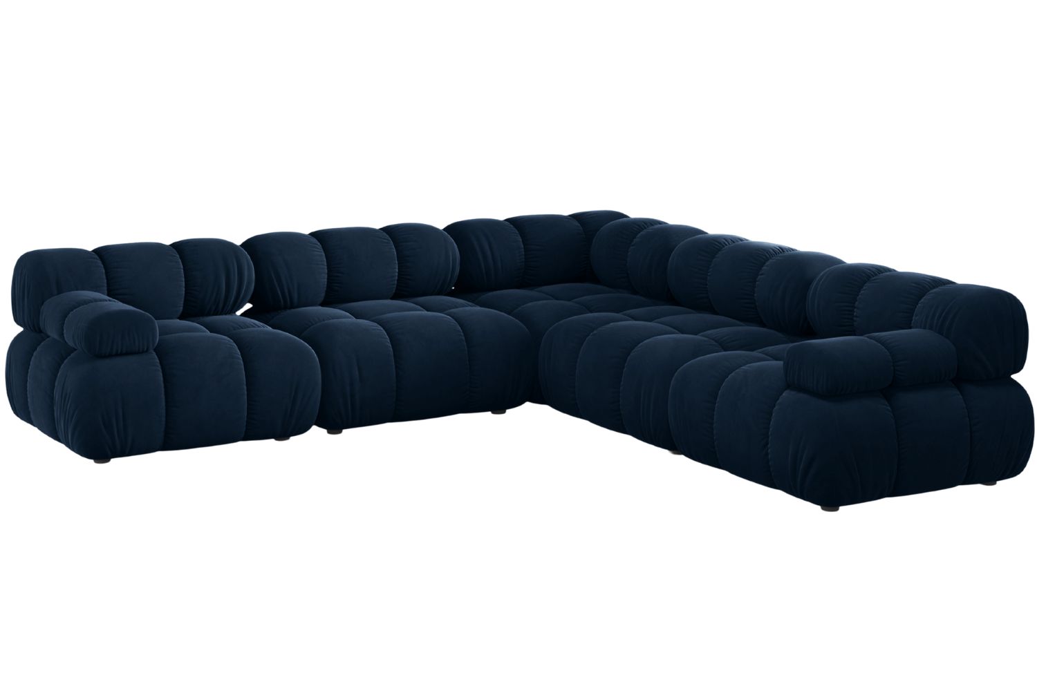 Micadoni Královsky modrá sametová rohová pohovka Bellis 282 cm