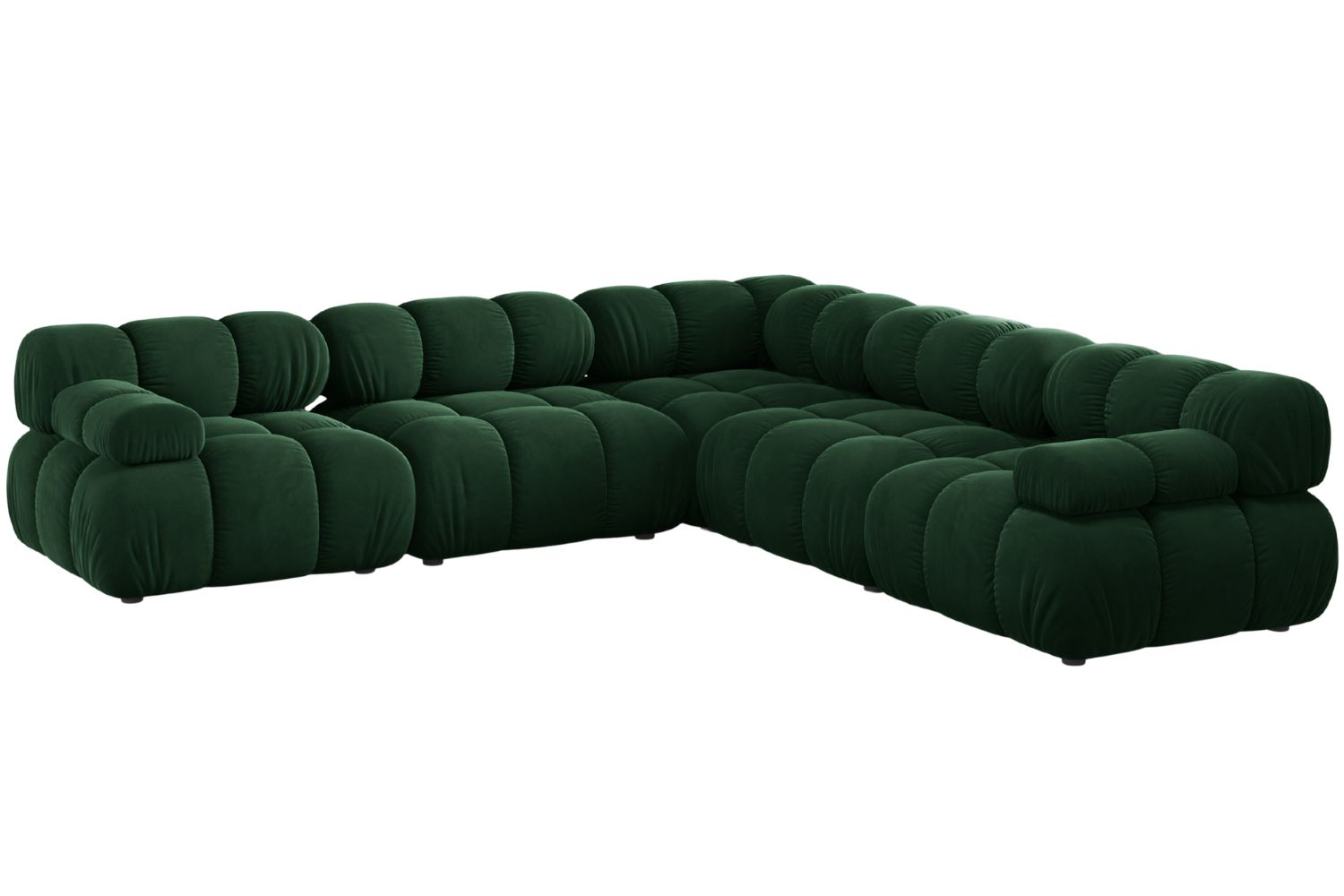 Micadoni Lahvově zelená sametová rohová pohovka Bellis 282 cm