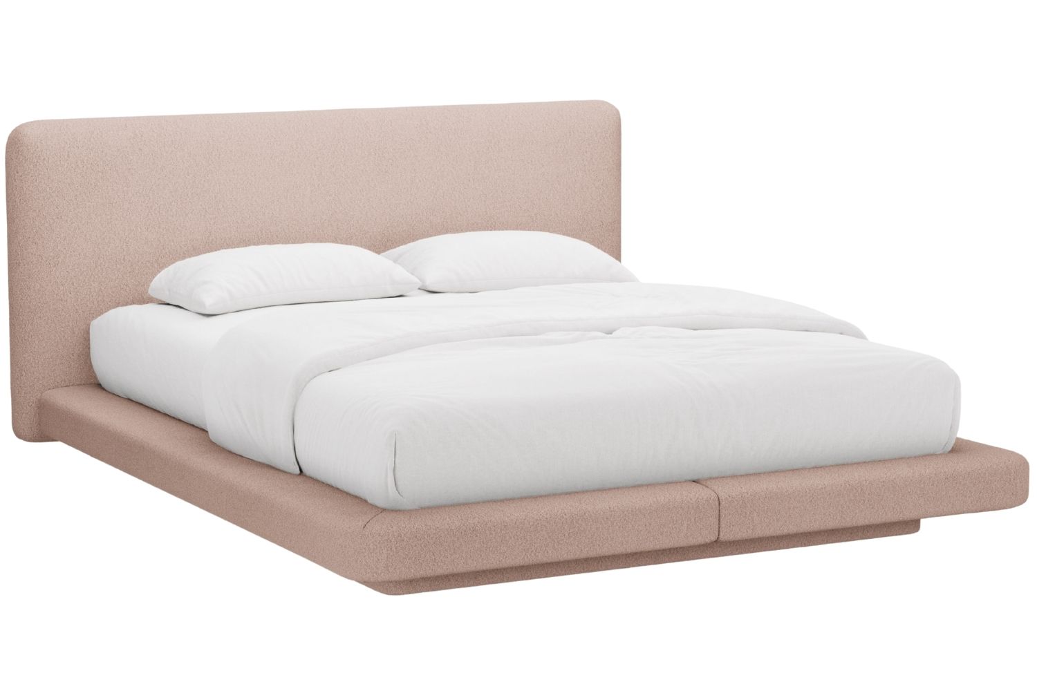 Micadoni Růžová bouclé dvoulůžková postel Linea 160 x 200 cm