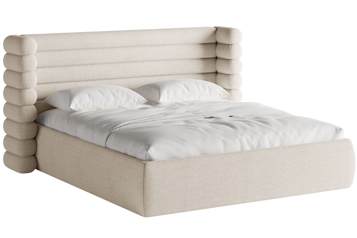 Micadoni Světle béžová bouclé dvoulůžková postel Mount 160 x 200 cm