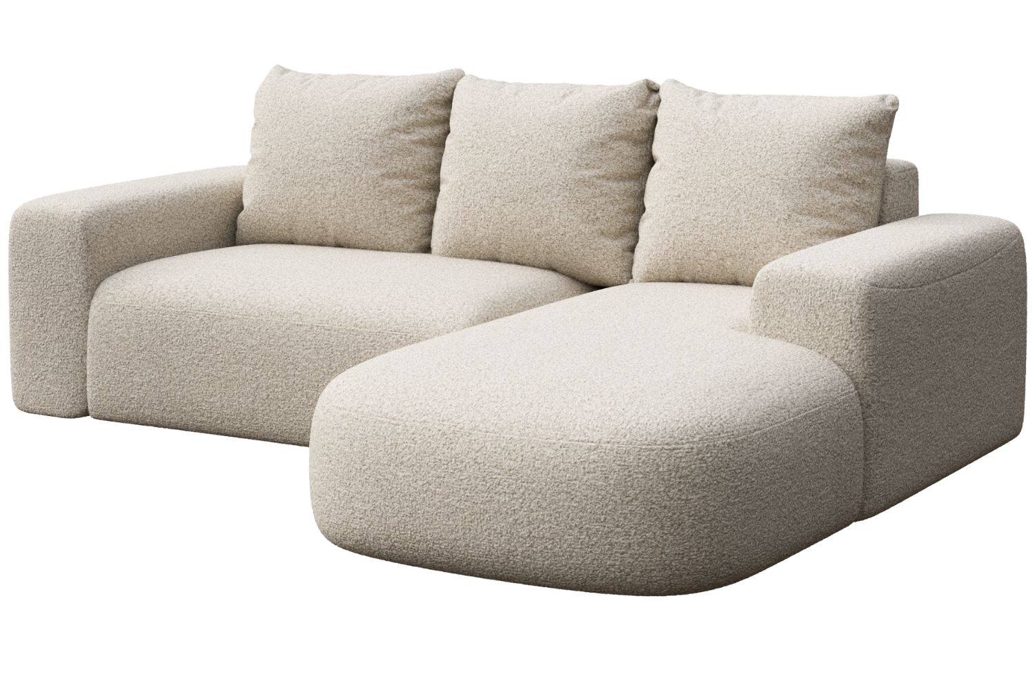 Rodier Béžová bouclé rohová pohovka Monce 255 cm