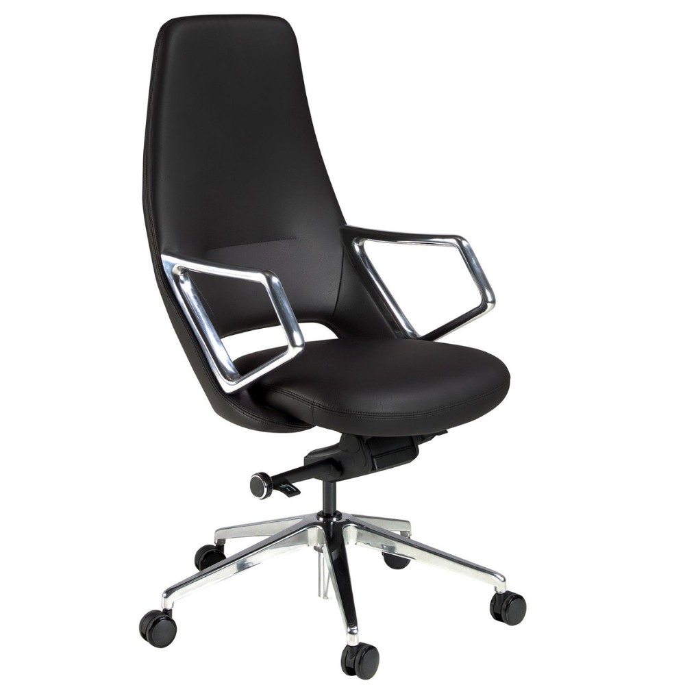 Angel Cerdá Černá koženková kancelářská židle No. 4218