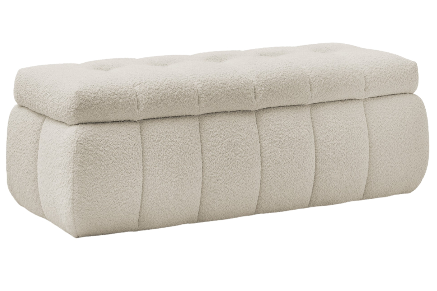 Bobochic Paris Béžová bouclé lavice Mont-Blanc 144 cm s úložným prostorem