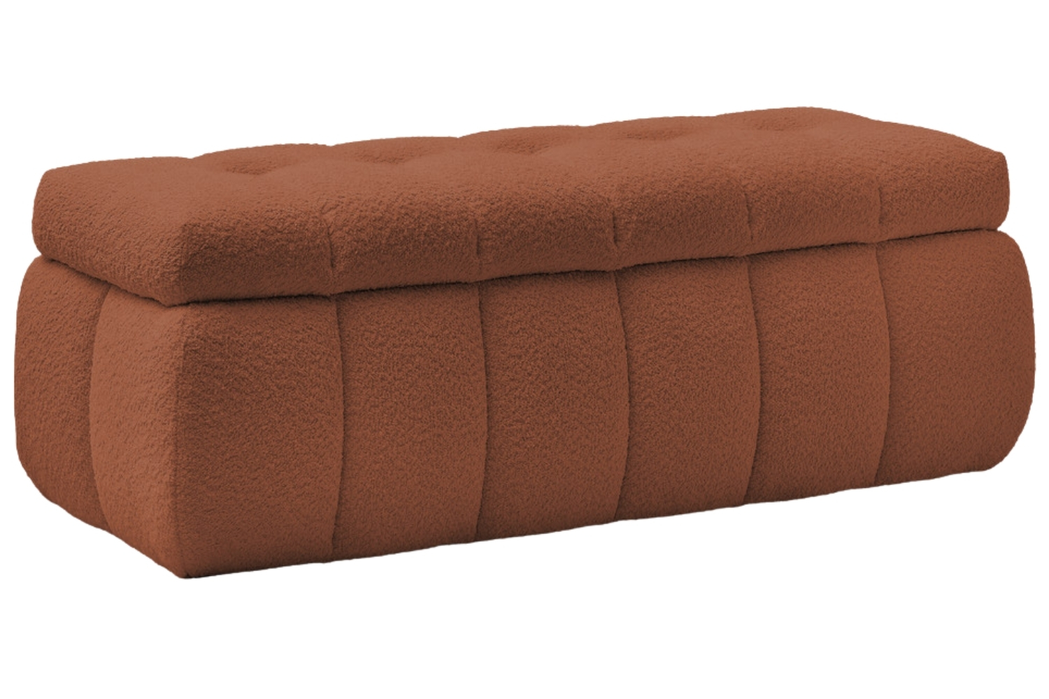 Bobochic Paris Terakotově oranžová bouclé lavice Mont-Blanc 144 cm s úložným prostorem