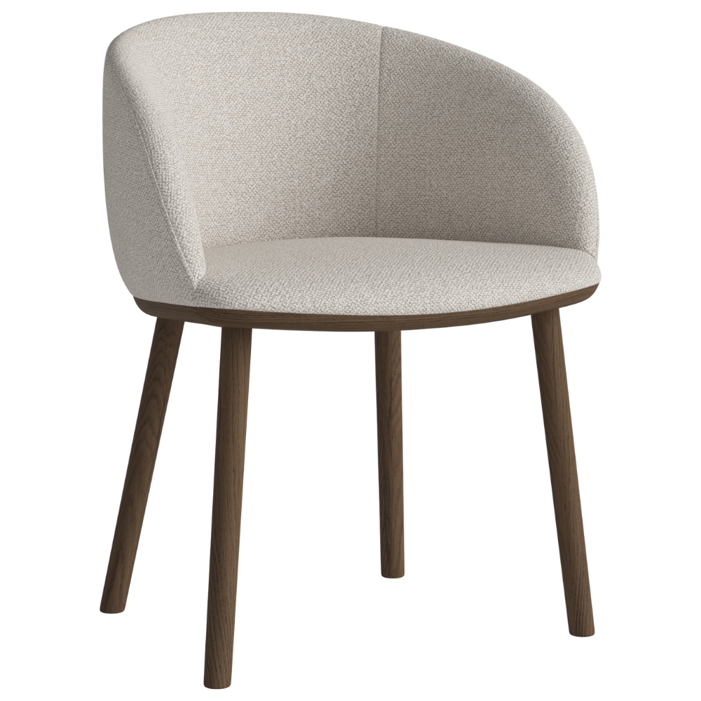 Bolia Béžová bouclé jídelní židle Join s tmavou dubovou podnoží