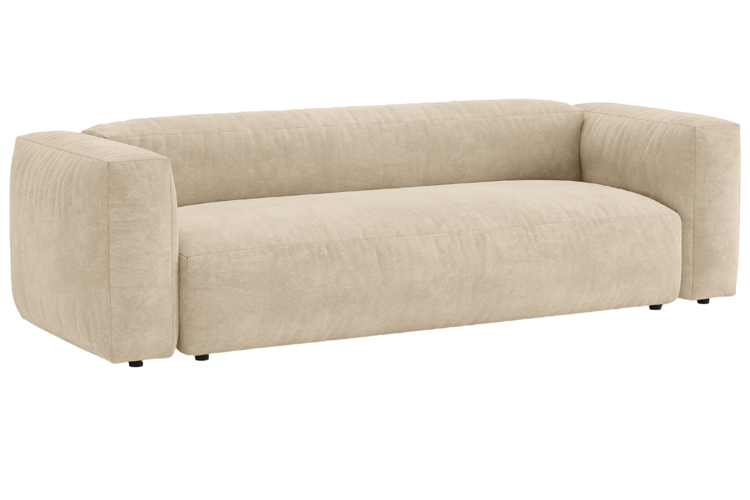 Micadoni Světle béžová sametová rozkládací pohovka Martina 264 cm