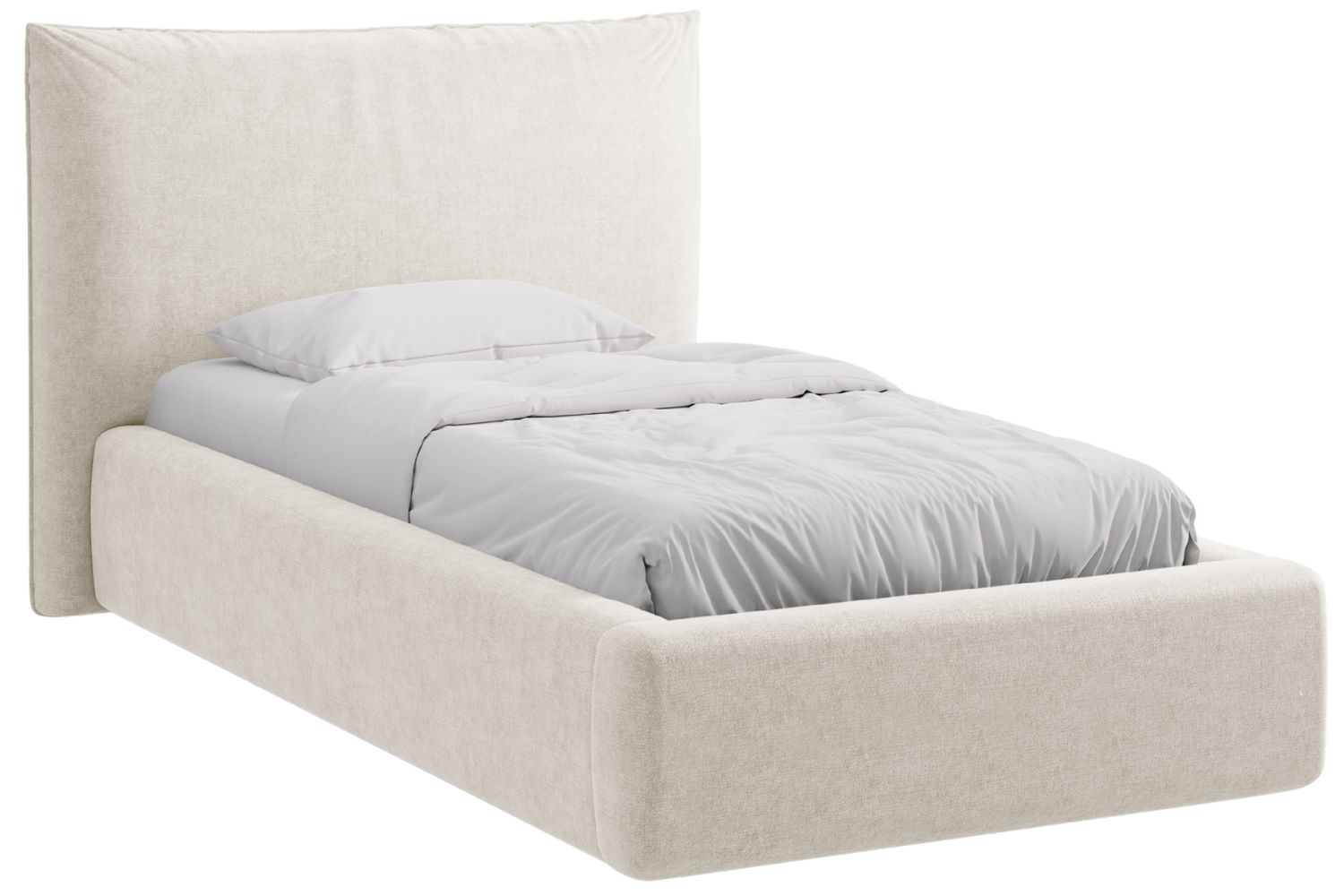 Micadoni Světle béžová žinylková jednolůžková postel Kaelle 90 x 200 cm s úložným prostorem