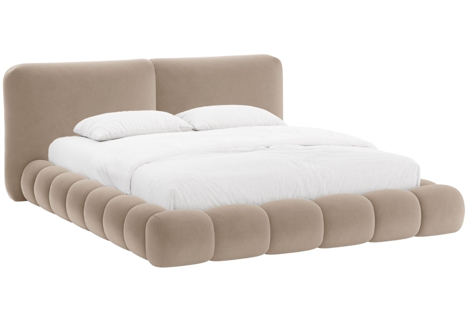 Micadoni Tmavě béžová sametová dvoulůžková postel Solange 160 x 200 cm