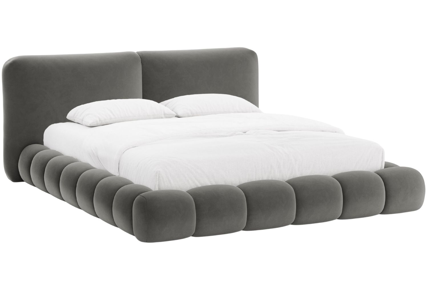 Micadoni Tmavě šedá sametová dvoulůžková postel Solange 160 x 200 cm