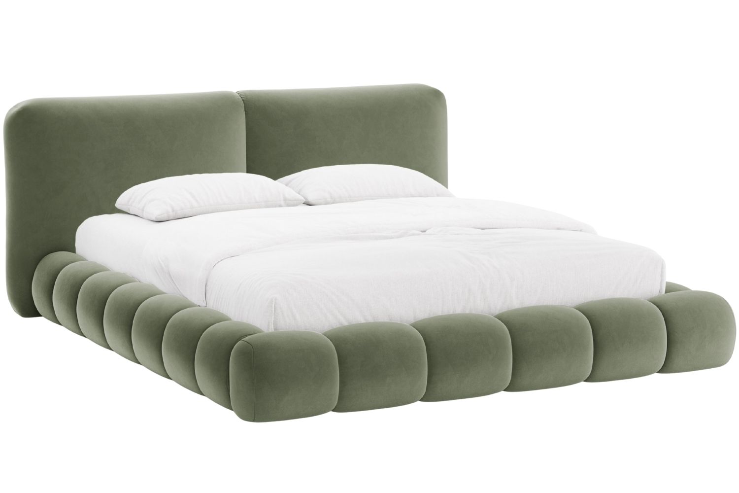 Micadoni Zelená sametová dvoulůžková postel Solange 160 x 200 cm