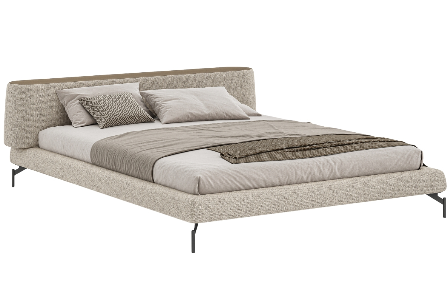 Woodsoft Béžová čalouněná dvoulůžková postel Vertigo 180 x 200 cm