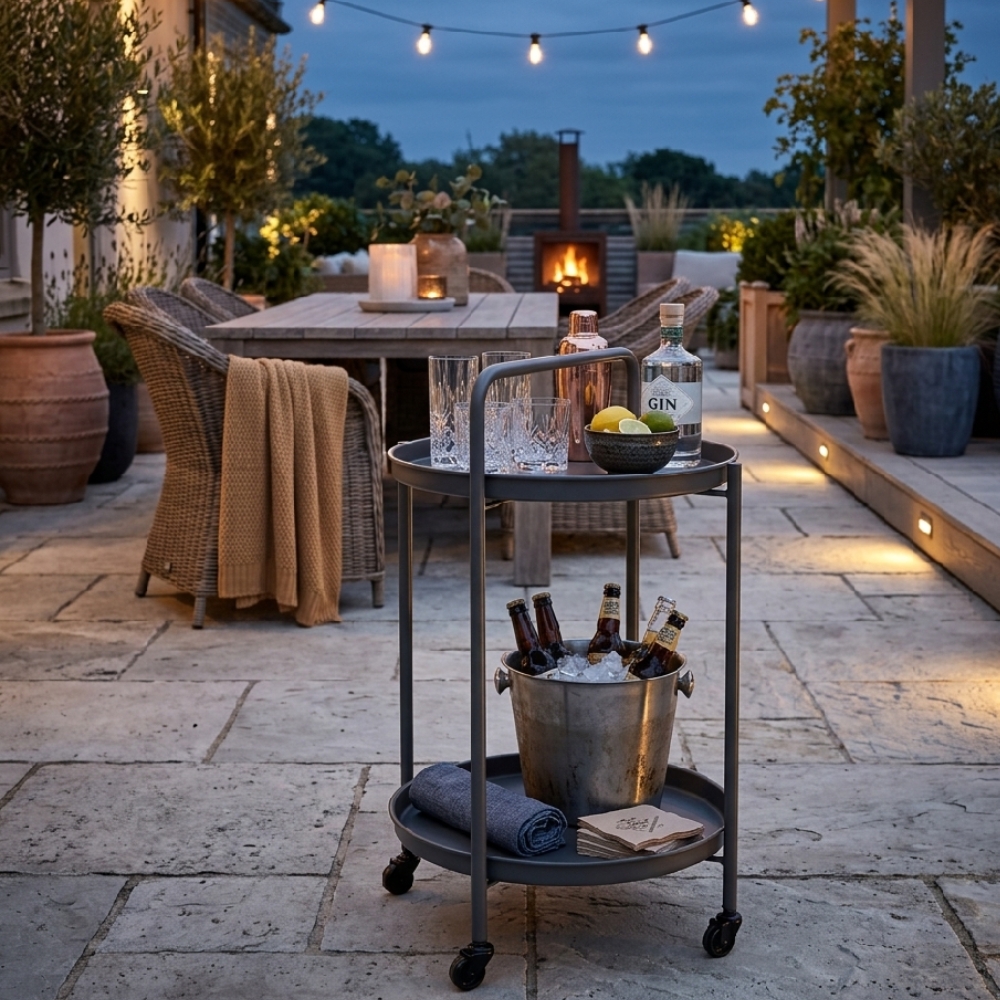 Bizzotto Šedý zahradní servírovací stolek Austin 45 cm