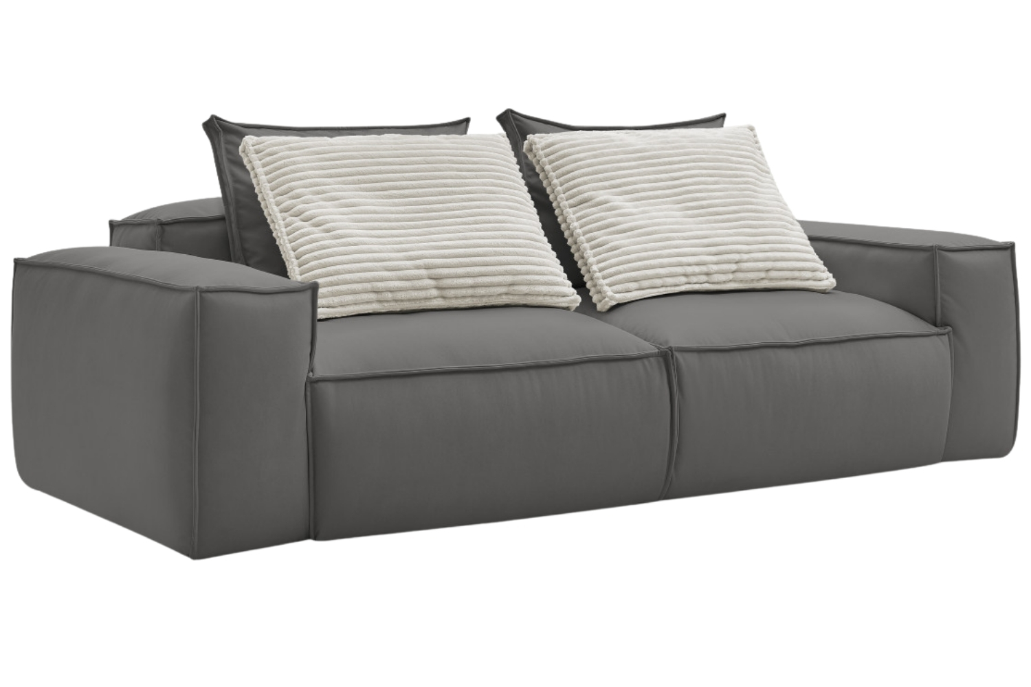 Bobochic Paris Tmavě šedá koženková trojmístná pohovka Boheme 260 cm
