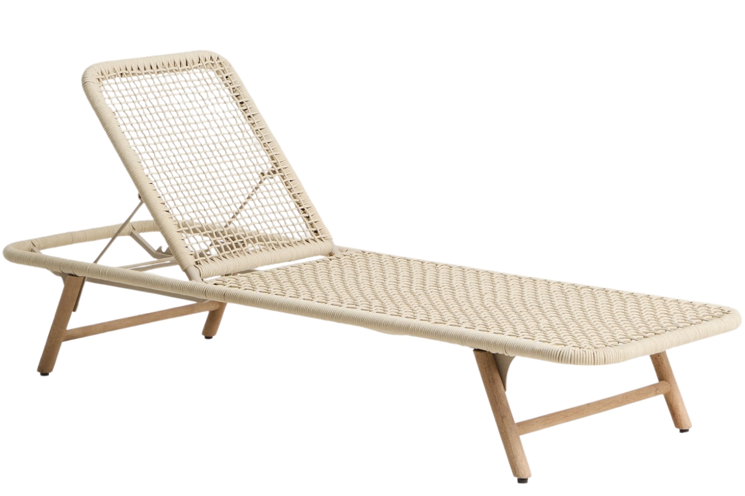 Kave Home Béžové zahradní lehátko Dandara s dřevěnou podnoží