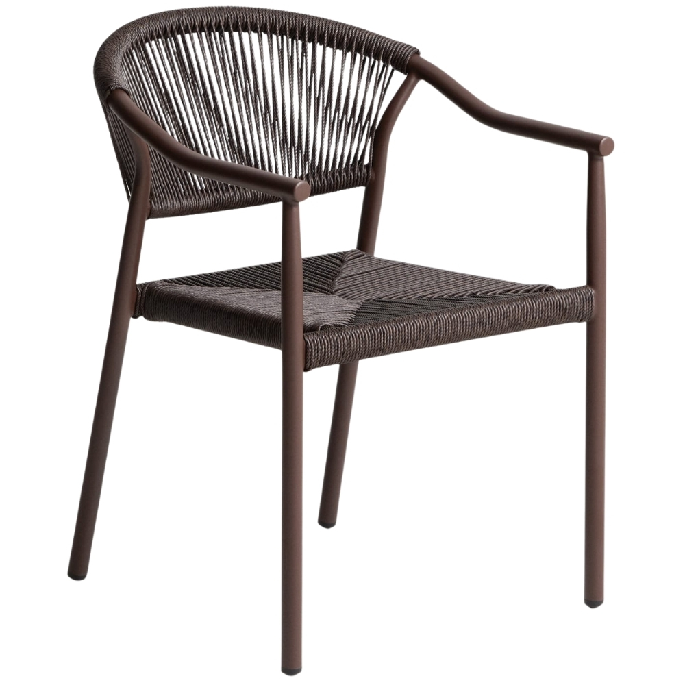 Kave Home Hnědá hliníková zahradní židle Livadia s výpletem