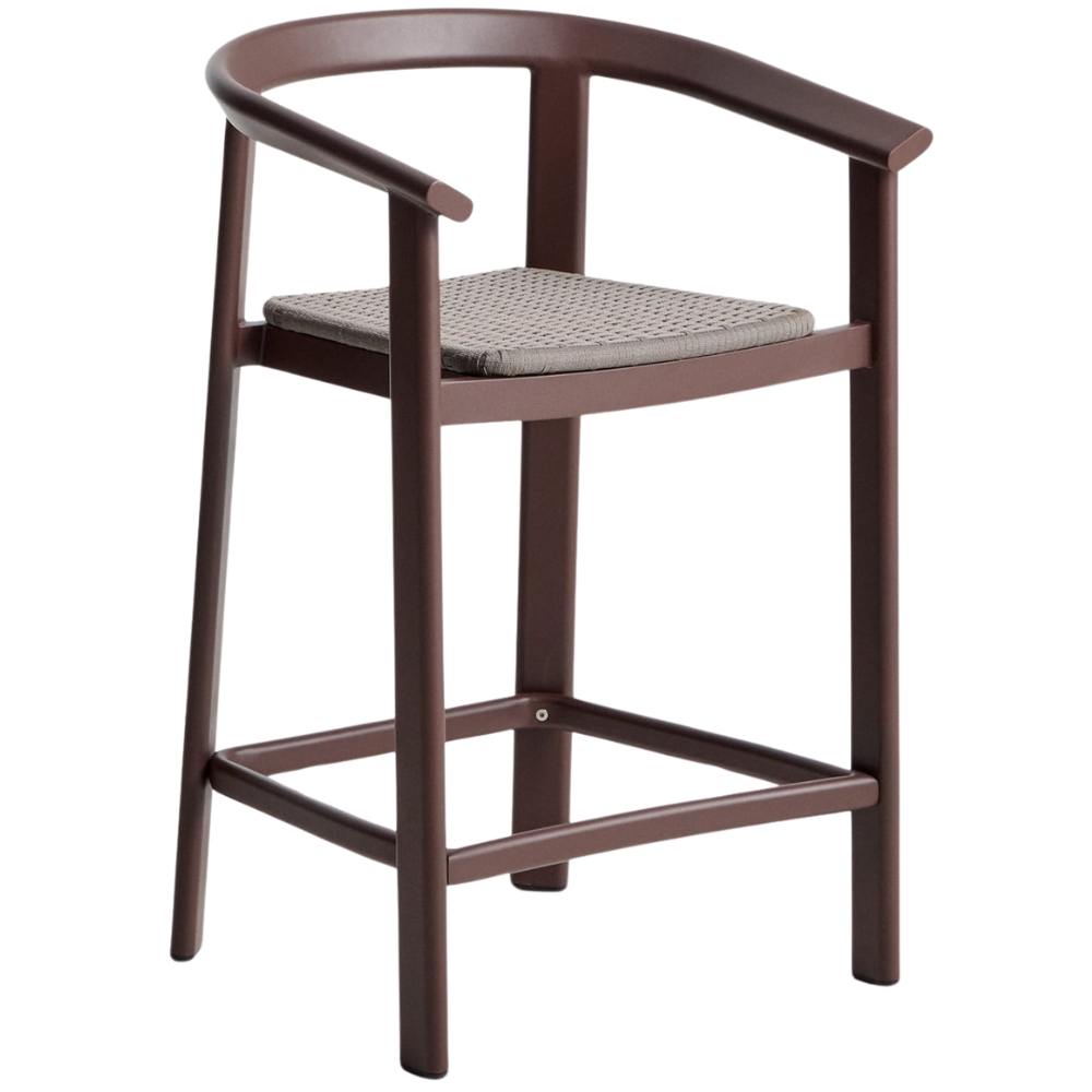 Kave Home Hnědá zahradní barová židle s výpletem Erice 65 cm