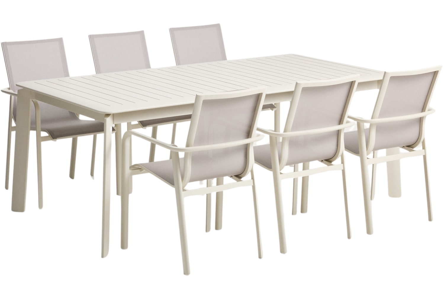 Kave Home Krémový zahradní set stolu Brela a šesti židlí Canea