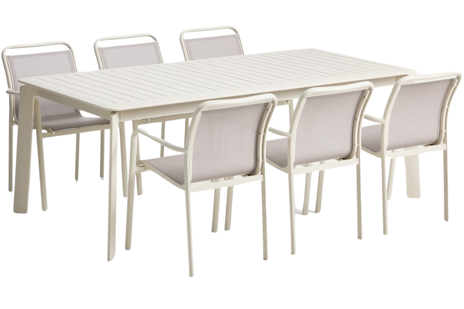 Kave Home Krémový zahradní set stolu Brela a šesti židlí Luri