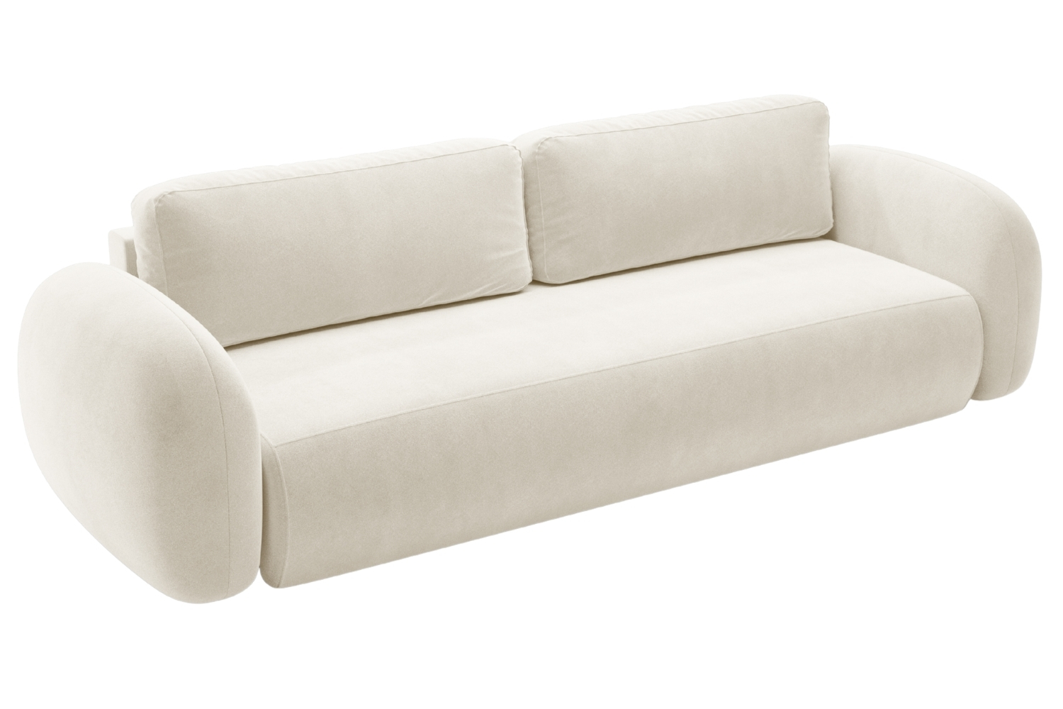 Maison Heritage Krémově bílá sametová rozkládací pohovka Kora 262 cm