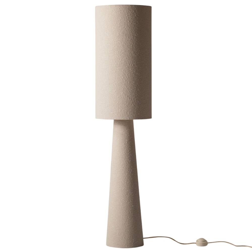 Micadoni Krémově bílá bouclé stojací lampa Delia 130 cm