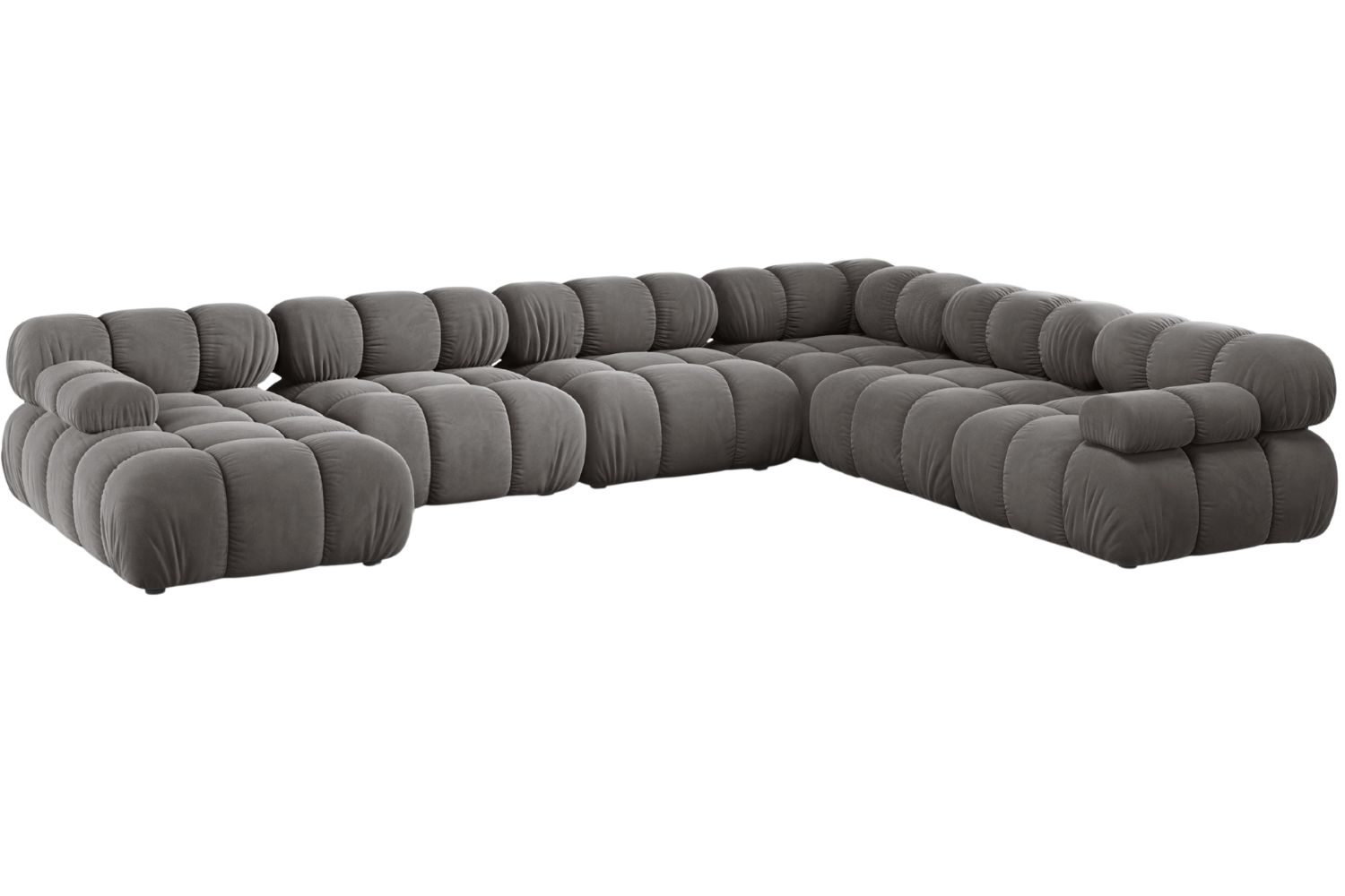 Micadoni Šedá sametová rohová pohovka Bellis 376 cm