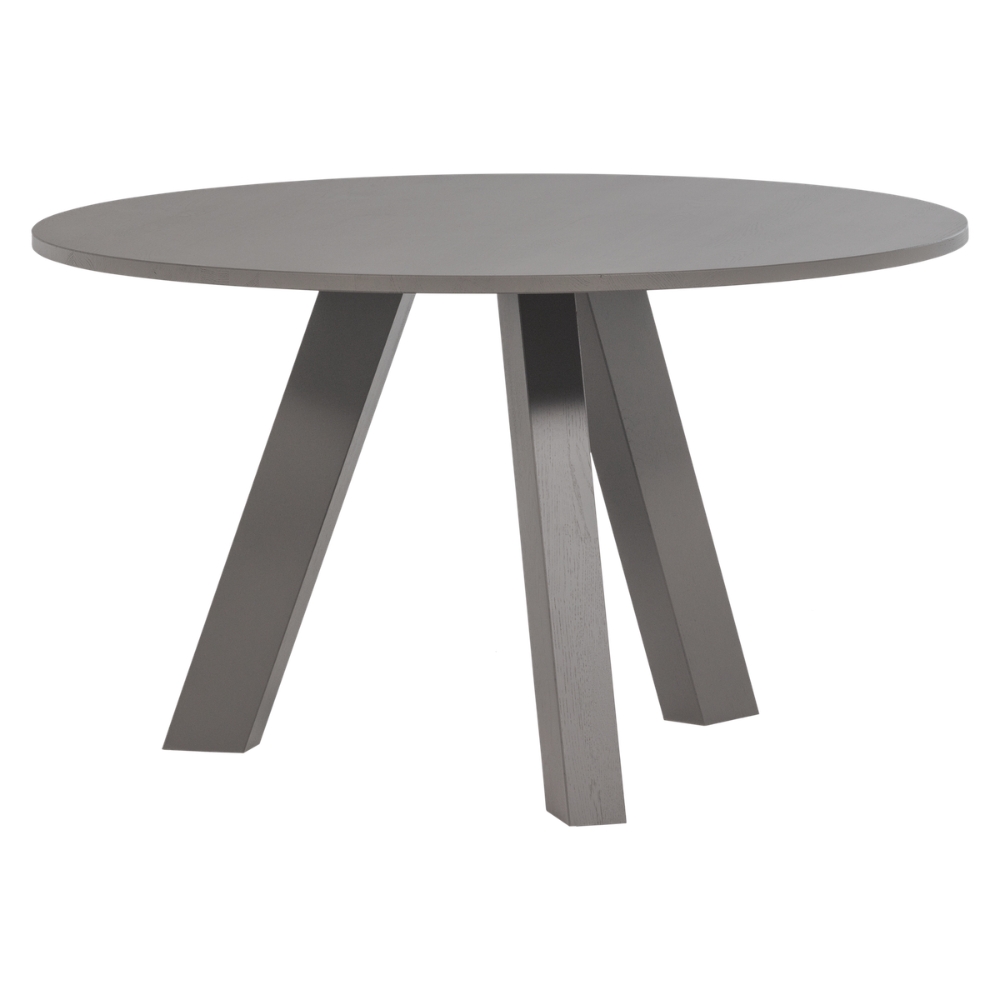 WOOOD Šedý dubový kulatý jídelní stůl Rhonda ø 129 cm