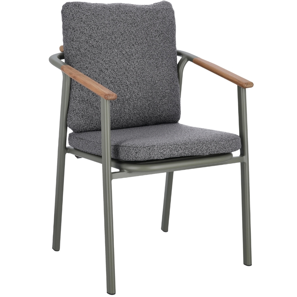 Bizzotto Šedá čalouněná zahradní židle Leonida se zelenou podnoží