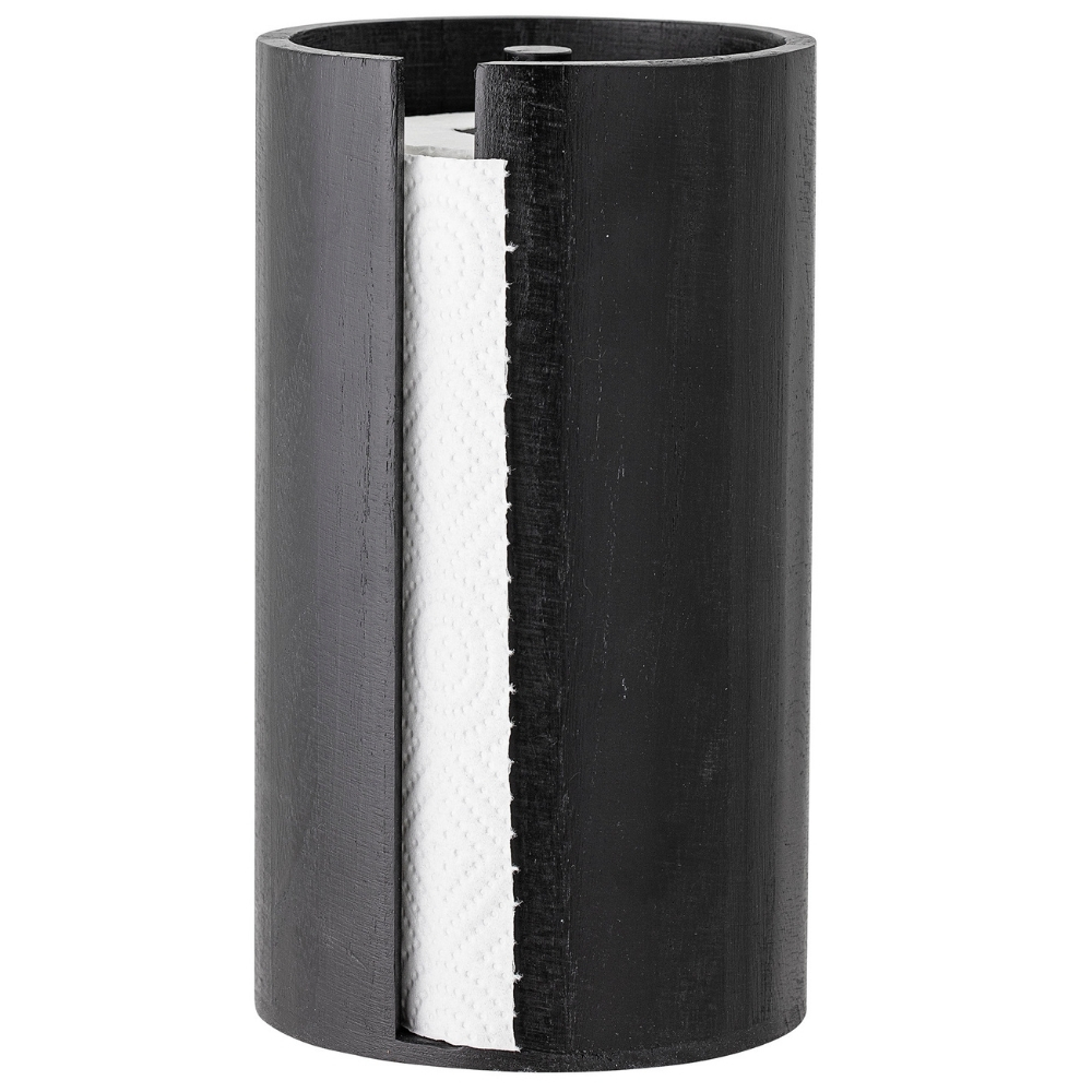 Bloomingville Černý dřevěný držák na roli kuchyňských utěrek Celian