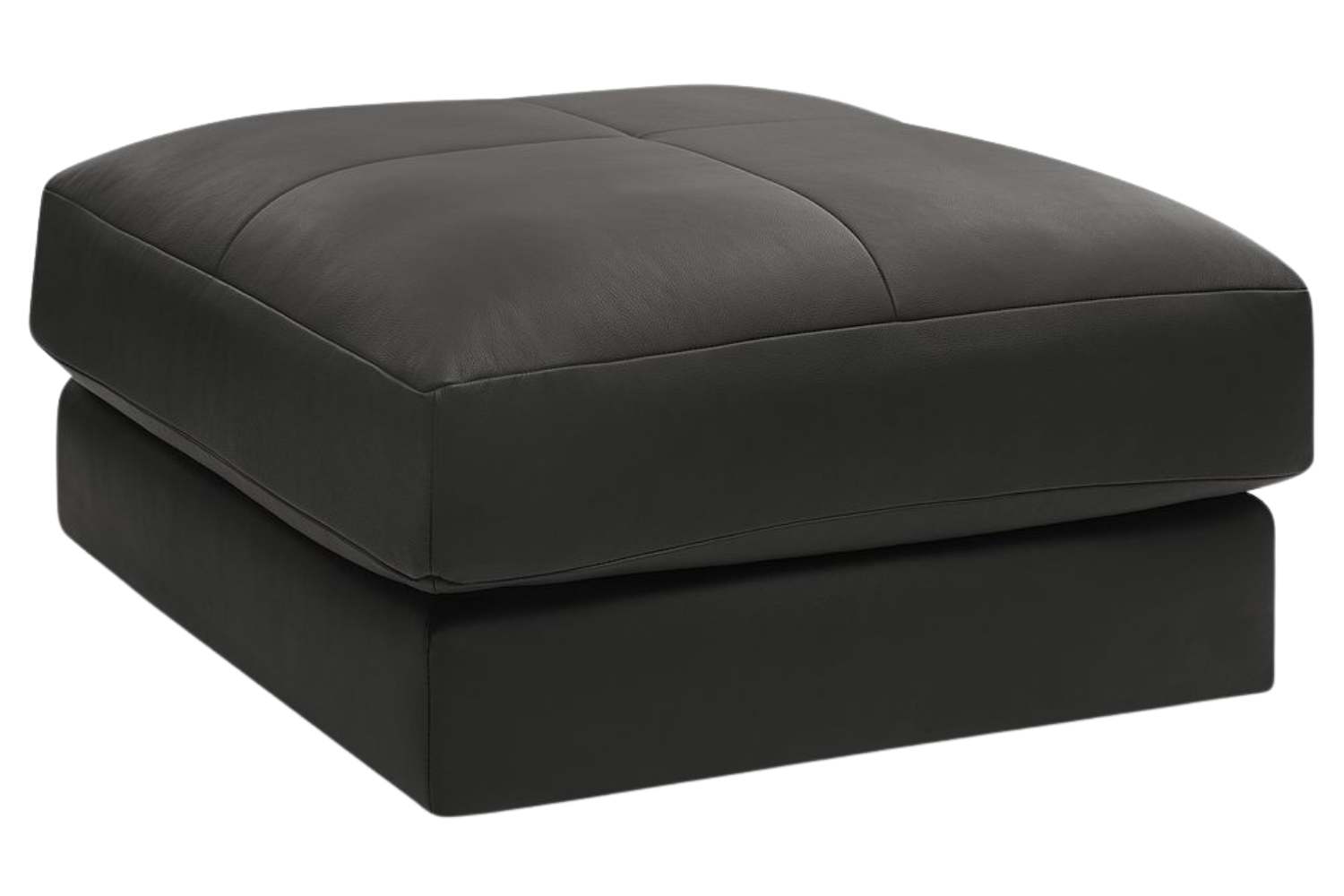 Bobochic Paris Černá kožená podnožka Leonard 86 x 86 cm