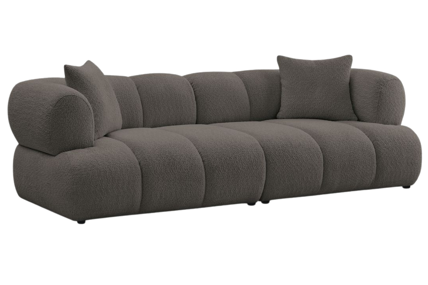 Bobochic Paris Hnědá bouclé trojmístná pohovka Pamira 253 cm