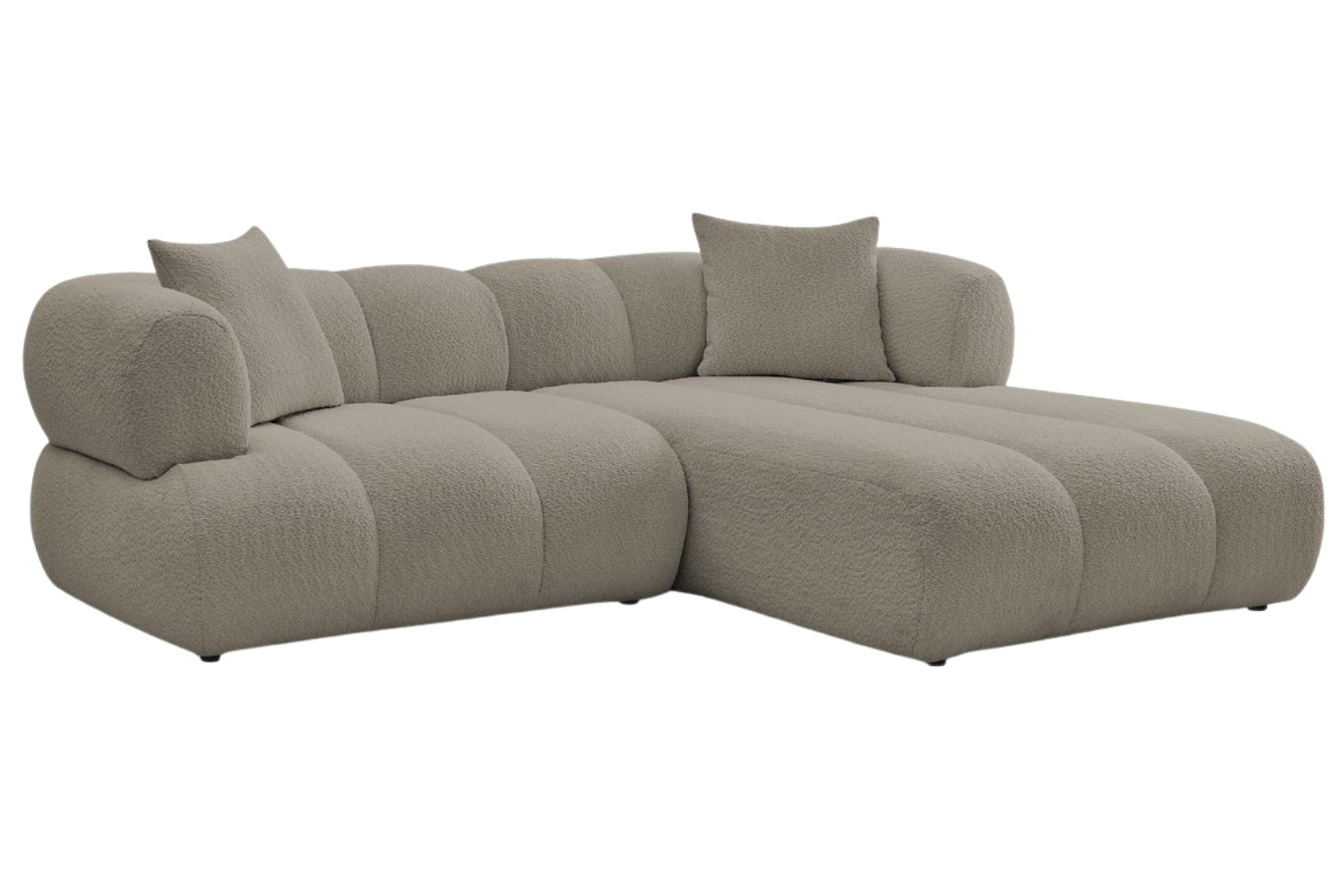 Bobochic Paris Světle hnědá bouclé rohová pohovka Pamira 253 cm