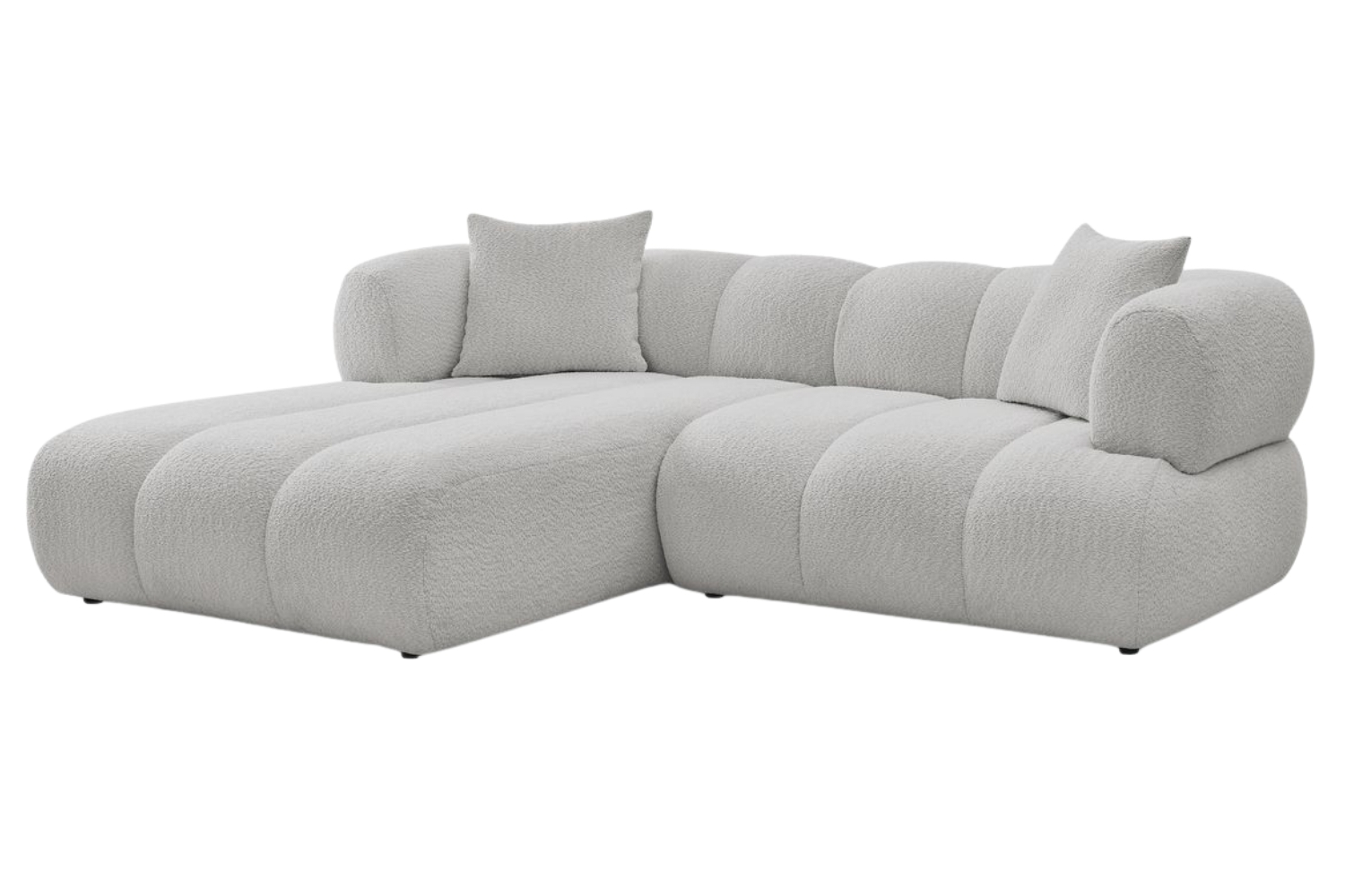 Bobochic Paris Světle šedá bouclé rohová pohovka Pamira 253 cm